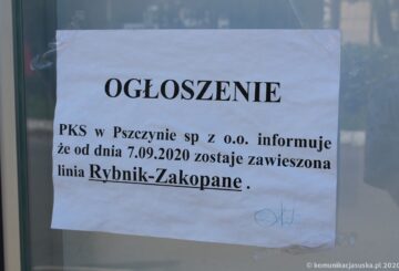 PKS w&nbsp;Pszczynie zlikwidował połączenie relacji Rybnik – Zakopane