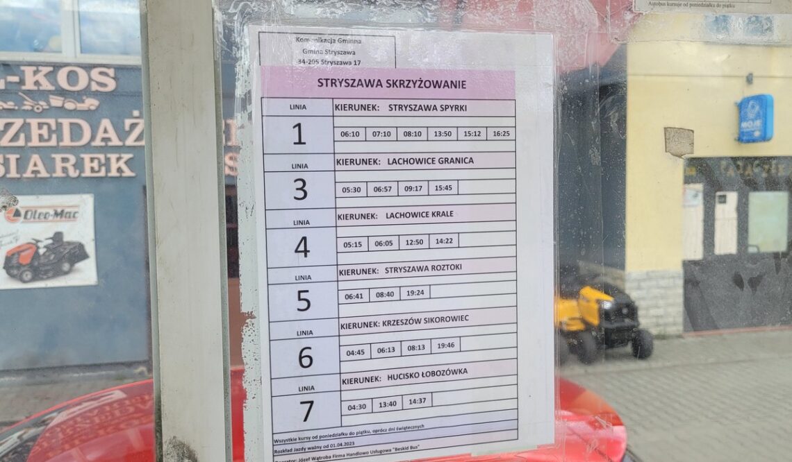 Korekta rozkładów jazdy Komunikacji Gminnej w&nbsp;Stryszawie